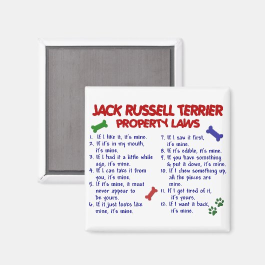 JACK RUSSELL TERRIER Property Laws 2 Magneet (Voorkant / Achterkant)