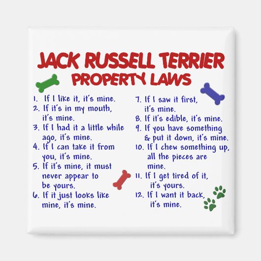 JACK RUSSELL TERRIER Property Laws 2 Magneet (Voorkant)