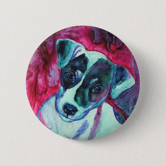 Jack Russell Terrier Pup Button - "Julep" (Voorkant)