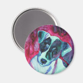 Jack Russell Terrier Pup Round Magnet - "Julep" (Voorkant / Achterkant)