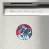 Jack Russell Terrier Pup Round Magnet - "Julep" (Insitu (Vaatwasser))