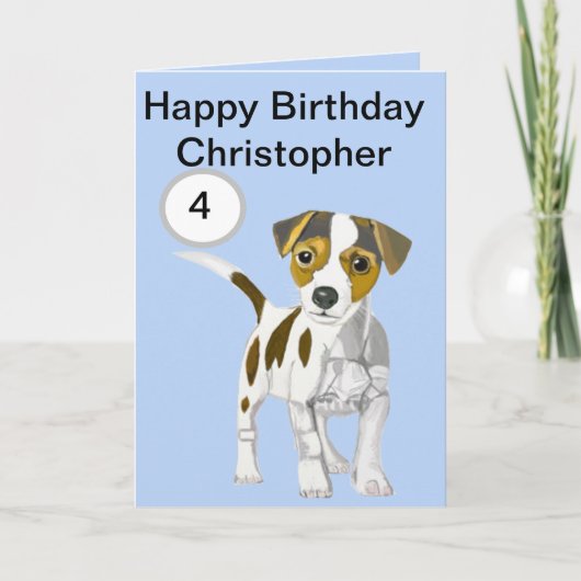 Jack Russell Terrier Puppy bewerkbare jongens leef Kaart (Voorkant)