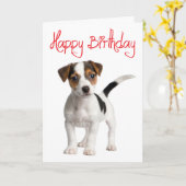 Jack Russell Terrier Puppy Dog Verjaardag Kaart (Gele Bloem)