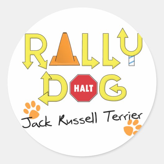 Jack Russell Terrier Rally Dog Ronde Sticker (Voorkant)