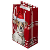 Jack Russell Terrier Red Holiday heeft Kerstmis ge Klein Cadeauzakje (Achterkant Gekanteld)
