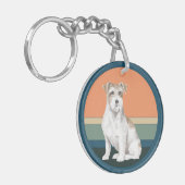 Jack Russell Terrier Retro Background Sleutelhange Sleutelhanger (Voorkant Links)