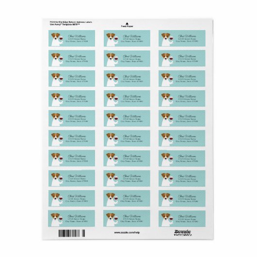 Jack Russell Terrier Return Address Labels (Full Sheet)