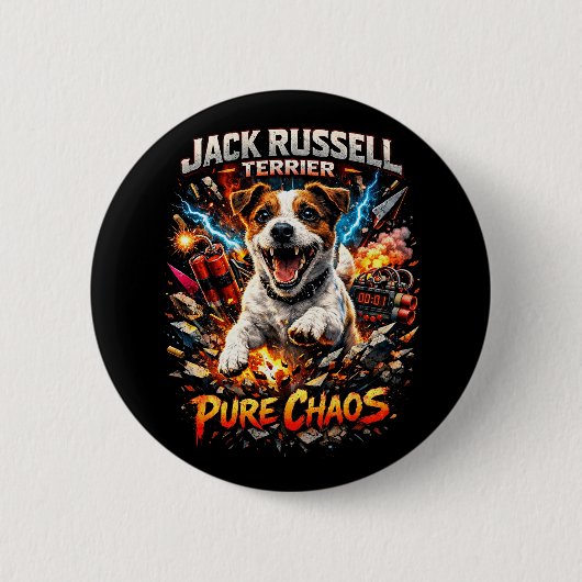 Jack Russell Terrier Ronde Button 5,7 Cm (Voorkant)