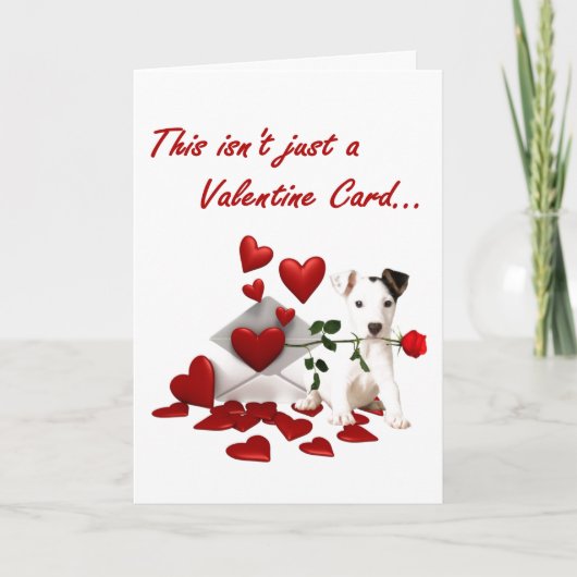 Jack Russell Terrier Rose and Hearts Valentine Feestdagen Kaart (Voorkant)