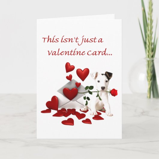 Jack Russell Terrier Rose and Hearts Valentine Feestdagen Kaart (Voorkant)