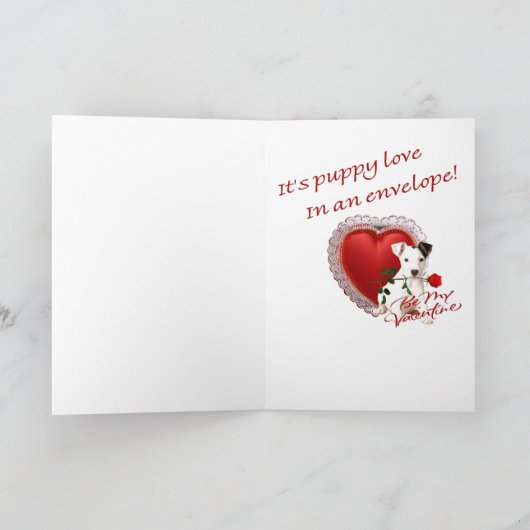 Jack Russell Terrier Rose and Hearts Valentine Feestdagen Kaart (Binnen)