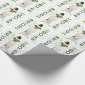 Jack Russell Terrier Santa Dog Green Kerstmis Cadeaupapier (Hoek)