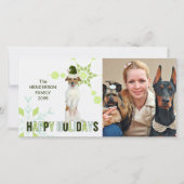 Jack Russell Terrier Santa Dog in Green Holiday Ca Feestdagenkaart (Voorkant)