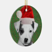 Jack Russell Terrier Santa puppy Keramisch Ornament (Rechts)