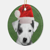 Jack Russell Terrier Santa puppy Keramisch Ornament (Links)