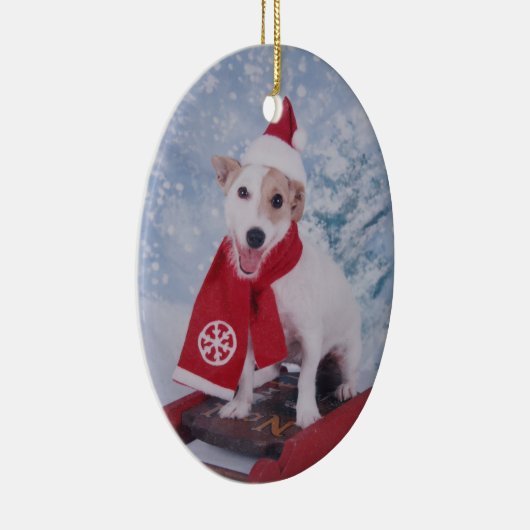 Jack Russell Terrier - Santa's helper Keramisch Ornament (Rechts)