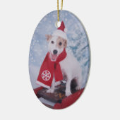 Jack Russell Terrier - Santa's helper Keramisch Ornament (Links)
