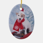 Jack Russell Terrier - Santa's helper Keramisch Ornament (Voorkant)