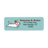 Jack Russell Terrier Schattigee Cartoon Retouradre Etiket (Voorkant)