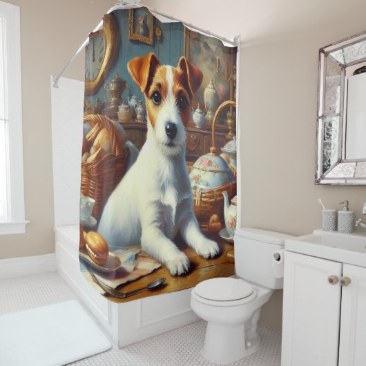 Jack Russell Terrier Schilderij Douchegordijn (In situ)