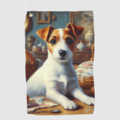 Jack Russell Terrier Schilderij Golfhanddoek (Voorkant)