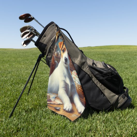 Jack Russell Terrier Schilderij Golfhanddoek (Groen)