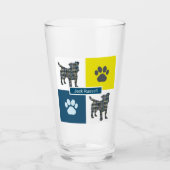 Jack Russell Terrier Silhouette Dog & Paw Y&B Grid Glas (Voorkant)