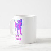 Jack Russell Terrier Silhouette Pink & Blue Koffiemok (Voorkant links)