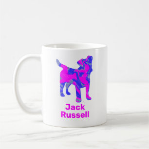 Jack Russell Terrier Silhouette Pink & Blue Koffiemok