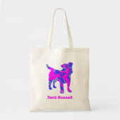 Jack Russell Terrier Silhouette Pink & Blue Tote Bag (Voorkant)