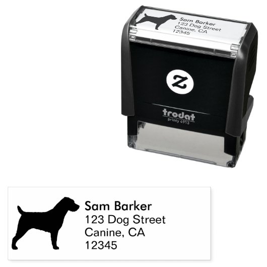 Jack Russell Terrier Silhouette retouradres Zelfinktende Stempel (In situ)