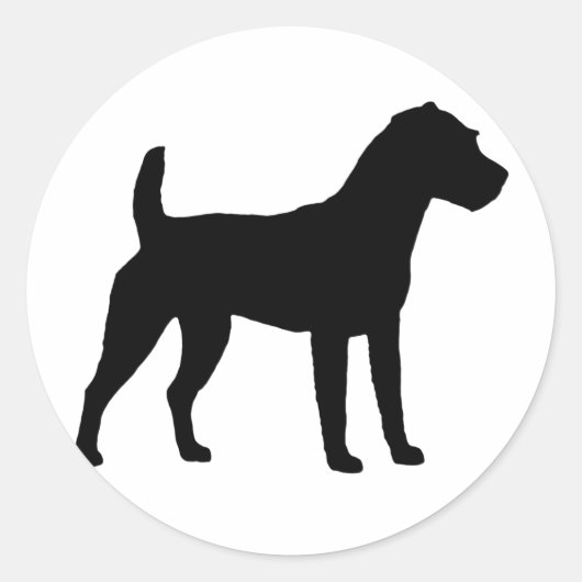 Jack Russell Terrier Silhouette Ronde Sticker (Voorkant)