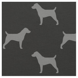 Jack Russell Terrier Silhouettes Grey en Black Stof