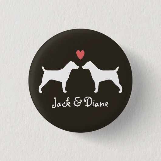Jack Russell Terrier Silhouettes met hart Ronde Button 3,2 Cm (Voorkant)