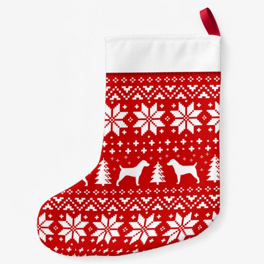 Jack Russell Terrier Silhouettes Pattern Cute Kleine Kerstsok (Achterkant)
