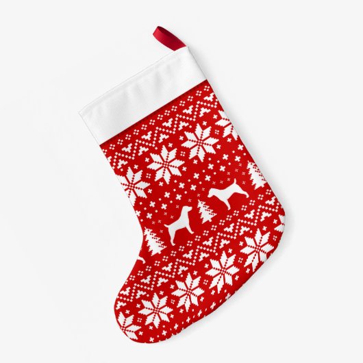 Jack Russell Terrier Silhouettes Pattern Cute Kleine Kerstsok (Achterkant (Hangend))