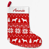 Jack Russell Terrier Silhouettes Pattern Cute Kleine Kerstsok (Voorkant)