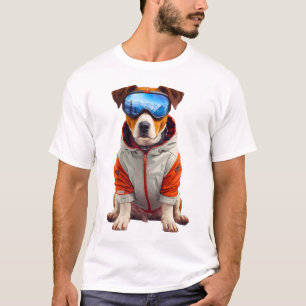 Jack Russell Terrier Skihond Kunst – Cute Winterho T-shirt