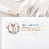 Jack Russell Terrier Spring Flowers Wreath Etiket (Insitu)