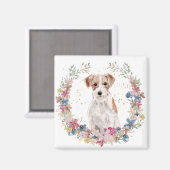 Jack Russell Terrier Spring Flowers Wreath Magneet (Voorkant / Achterkant)