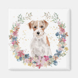 Jack Russell Terrier Spring Flowers Wreath Magneet