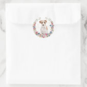 Jack Russell Terrier Spring Flowers Wreath Ronde Sticker (Tas)