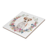 Jack Russell Terrier Spring Flowers Wreath Tegeltje (Zijkant)