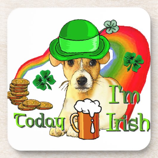 Jack Russell Terrier St Patricks Bier Onderzetter (Voorkant)