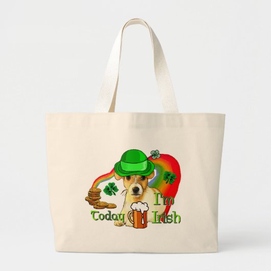Jack Russell Terrier St Patricks Grote Tote Bag (Voorkant)