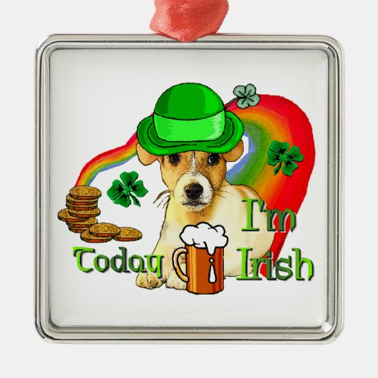 Jack Russell Terrier St Patricks Metalen Ornament (Voorkant)