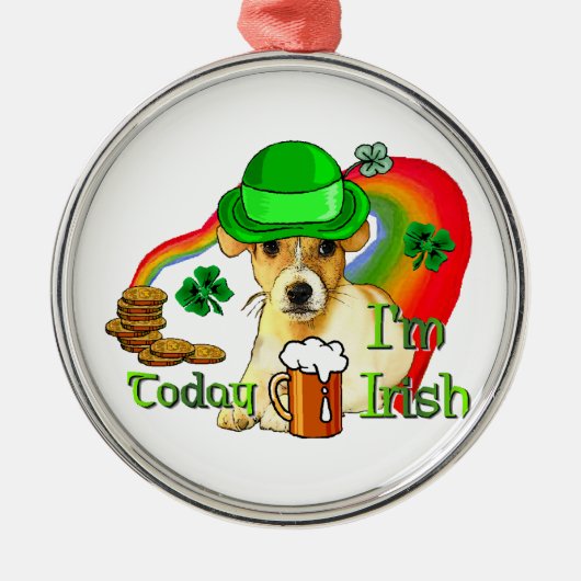 Jack Russell Terrier St Patricks Metalen Ornament (Voorkant)