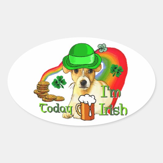 Jack Russell Terrier St Patricks Ovale Sticker (Voorkant)
