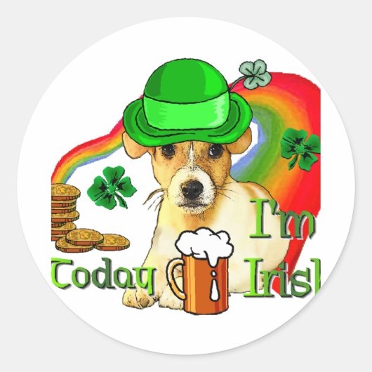 Jack Russell Terrier St Patricks Ronde Sticker (Voorkant)