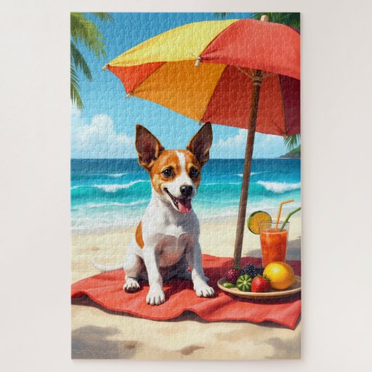 Jack Russell Terrier Strand Scene Legpuzzel (Verticaal)